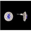 Image 2 : 14KT White Gold 2.44 ctw Tanzanite and Diamond Stud Earrings