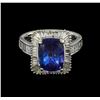 Image 2 : 18KT White Gold 4.13 ctw Tanzanite and Diamond Ring