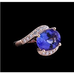 5.40 ctw Tanzanite and Diamond Ring - 14KT Rose Gold