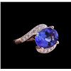 Image 1 : 5.40 ctw Tanzanite and Diamond Ring - 14KT Rose Gold