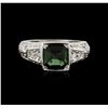 Image 2 : 14KT White Gold 1.17 ctw Green Tourmaline and Diamond Ring