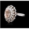 Image 1 : 14KT White Gold 2.05 ctw Morganite and Diamond Ring