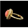 Image 3 : 14KT Yellow Gold 3.20 ctw Coral and Diamond Ring