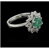 Image 1 : 1.30 ctw Emerald and Diamond Ring - 14KT White Gold