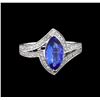 Image 2 : 14KT White Gold 1.57 ctw Tanzanite and Diamond Ring