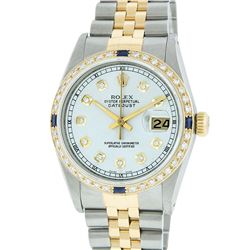 Rolex Two Tone Sapphire and Diamond DateJust Men's Watch