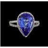 Image 2 : 7.11 ctw Tanzanite and Diamond Ring - 14KT White Gold