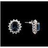 Image 2 : 12.00 ctw Blue Topaz and Diamond Earrings - 14KT White Gold