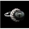 Image 1 : Tahitian Cultured Pearl and Diamond Ring - 14KT White Gold