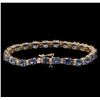 Image 2 : 15.60 ctw Blue Sapphire and Diamond Bracelet - 14KT Rose Gold