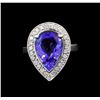 Image 2 : 14KT White Gold 5.00 ctw Tanzanite and Diamond Ring