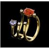 Image 4 : 14KT Yellow Gold 1.76 ctw Orange Sapphire, Tanzanite and Diamond Ring