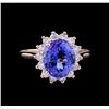 Image 2 : 5.75 ctw Tanzanite and Diamond Ring - 14KT Rose Gold