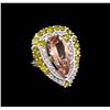 Image 1 : 9.04 ctw Morganite and Diamond Ring - 18KT White Gold