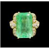 Image 2 : GIA Cert 12.00 ctw Emerald and Diamond Ring - 14KT Yellow Gold