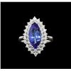 Image 2 : 14KT White Gold 3.05 ctw Tanzanite and Diamond Ring