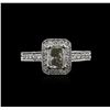 Image 1 : 1.34 ctw Fancy Light Green Diamond Ring - 14KT White Gold