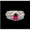 Image 2 : 1.34 ctw Pink Tourmaline and Diamond Ring - 10KT White Gold