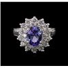 Image 2 : 1.71 ctw Tanzanite and Diamond Ring - 14KT White Gold