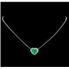 Image 1 : 4.69 ctw Emerald and Diamond Pendant With Chain - 14-18KT White Gold