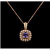 Image 1 : 14KT Rose Gold 1.76 ctw Tanzanite and Diamond Pendant With Chain