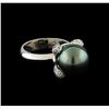 Image 1 : Pearl and Diamond Ring - 14KT White Gold