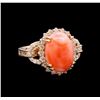 Image 1 : 5.70 ctw Pink Coral and Diamond Ring - 14KT Rose Gold
