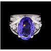 Image 2 : 8.85 ctw Tanzanite and Diamond Ring - 14KT White Gold