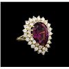 Image 1 : 9.50 ctw Garnet and Diamond Ring - 18KT Two-Tone Gold