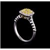 Image 4 : 0.77 ctw Fancy Yellow Diamond Ring - 14KT White and Yellow Gold
