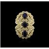 Image 2 : 14KT Yellow Gold 5.01 ctw Sapphire and Diamond Ring