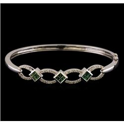 1.09 ctw Diamond Bangle Bracelet - 14KT White Gold