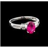 Image 1 : 1.18 ctw Pink Tourmaline and Diamond Ring - 14KT White Gold