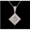 Image 1 : 1.30 ctw Diamond Pendant With Chain - 14KT White Gold