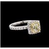 Image 1 : 1.15 ctw Yellow Diamond Ring - 14KT White Gold