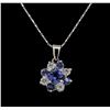Image 1 : 14KT White Gold 1.43 ctw Tanzanite, Sapphire and Diamond  Pendant With Chain