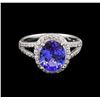 Image 2 : 2.97 ctw Tanzanite and Diamond Ring - 14KT White Gold