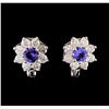 Image 1 : 14KT White Gold 1.08 ctw Tanzanite and Diamond Earrings