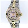 Image 1 : Rolex Two-Tone Pink MOP Emerald String Diamond DateJust Ladies Watch