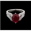 Image 2 : 3.32 ctw Ruby and Diamond Ring - 18KT White Gold