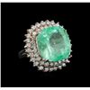 Image 1 : GIA Cert 16.44 ctw Emerald and Diamond Ring - 14KT White Gold