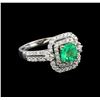 Image 1 : 14KT White Gold 1.24 ctw Emerald and Diamond Ring