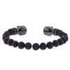 Image 2 : Cozmo Sterling Silver Black Crystal Skull Cuff Bracelet