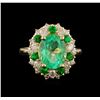 Image 2 : 3.55 ctw Emerald, Tsavorite and Diamond Ring - 14KT Yellow Gold