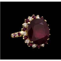 14KT Yellow Gold 15.25 ctw Ruby and Diamond Ring