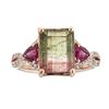 Image 1 : 3.65 ctw Tourmaline, Rubellite, and Diamond Ring - 14KT Rose Gold