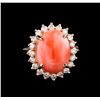 Image 2 : 7.06 ctw Coral and Diamond Ring - 14KT Rose Gold