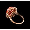 Image 3 : 7.06 ctw Coral and Diamond Ring - 14KT Rose Gold