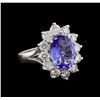 Image 1 : 3.66 ctw Tanzanite and Diamond Ring - 14KT White Gold