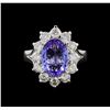 Image 2 : 3.66 ctw Tanzanite and Diamond Ring - 14KT White Gold